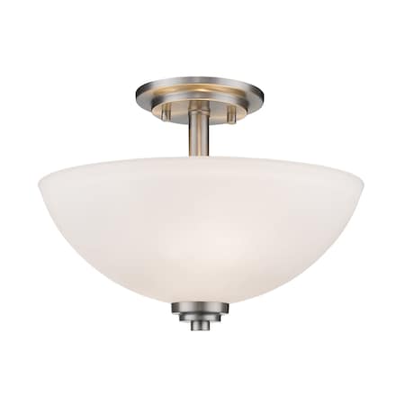 Z-Lite Ashton 3 Light Semi Flush Mount, Brushed Nickel & Matte Opal 443SF-BN
